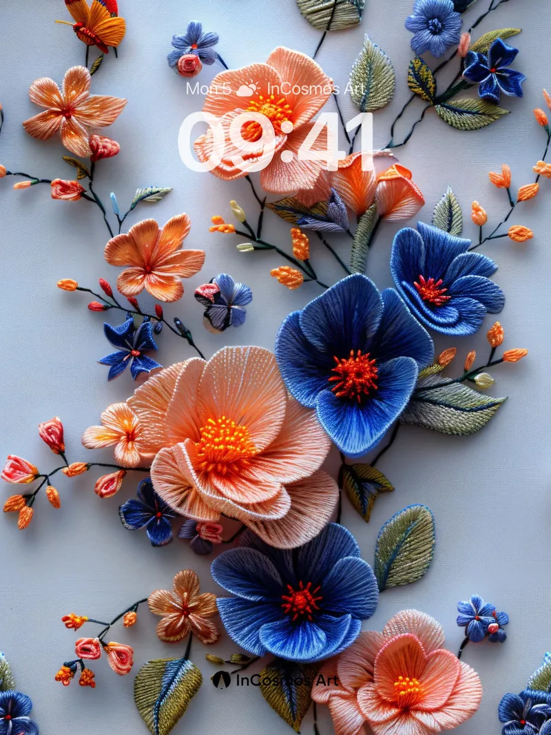 Velvet Bloom Wallpaper with Embroidered Wings