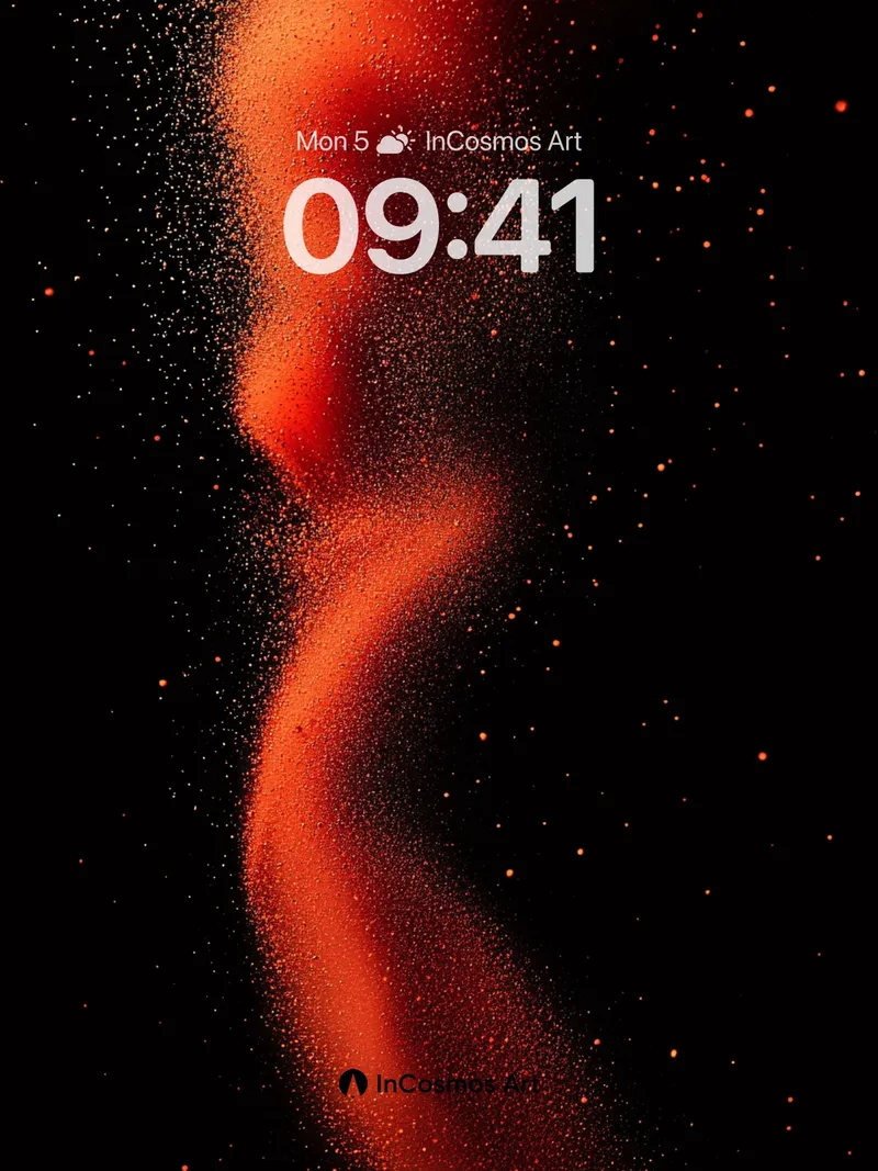 Crimson Nebula Wallpaper with Floating Particles