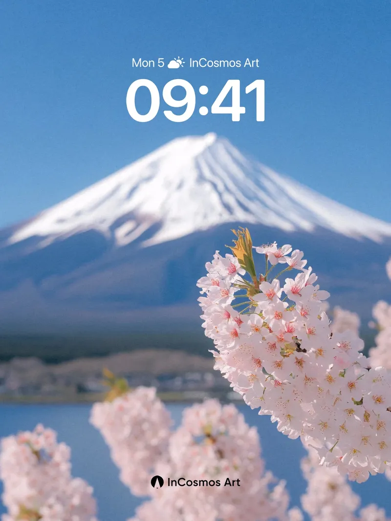 Serenity Bloom Wallpaper with Fuji's Crown
