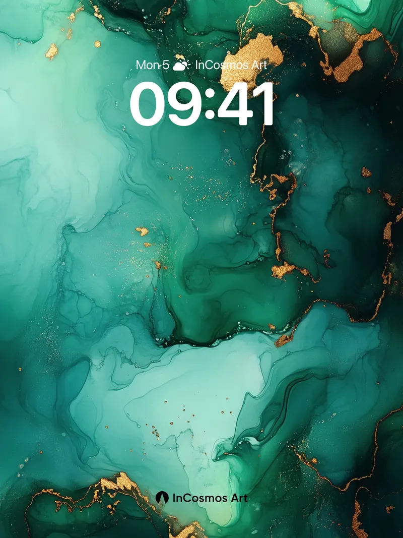 Emerald Abyss Wallpaper with Golden Veins