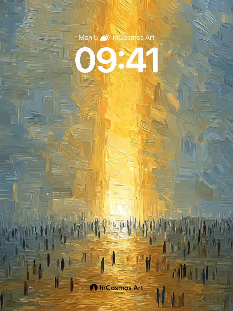 Golden Rift Wallpaper with Whispering Crowds