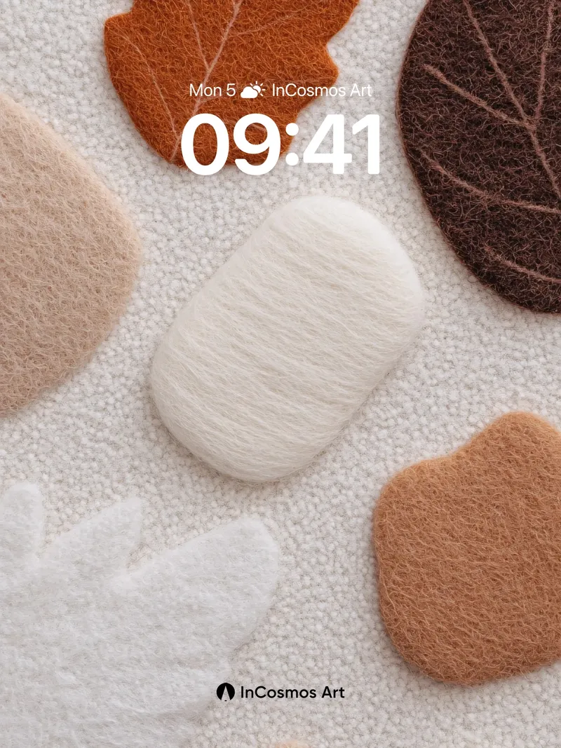 Autumn Hush Wallpaper with Felted Leaves