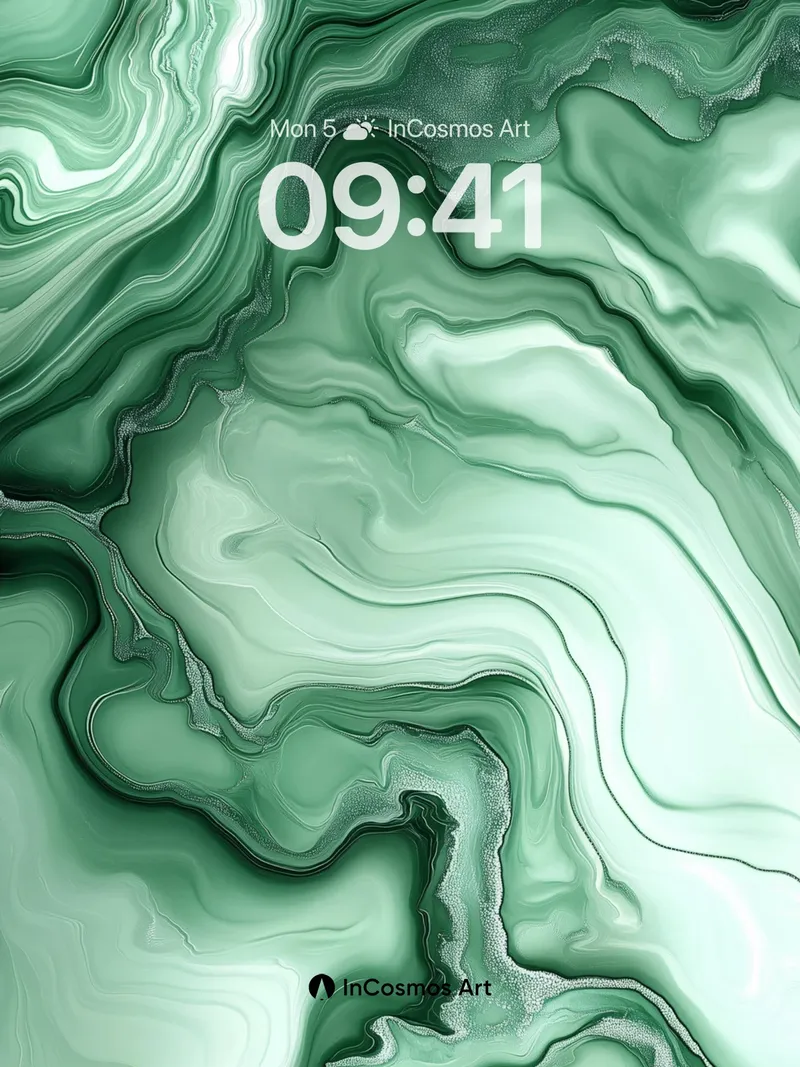 Emerald Veil Wallpaper with Liquid Depth