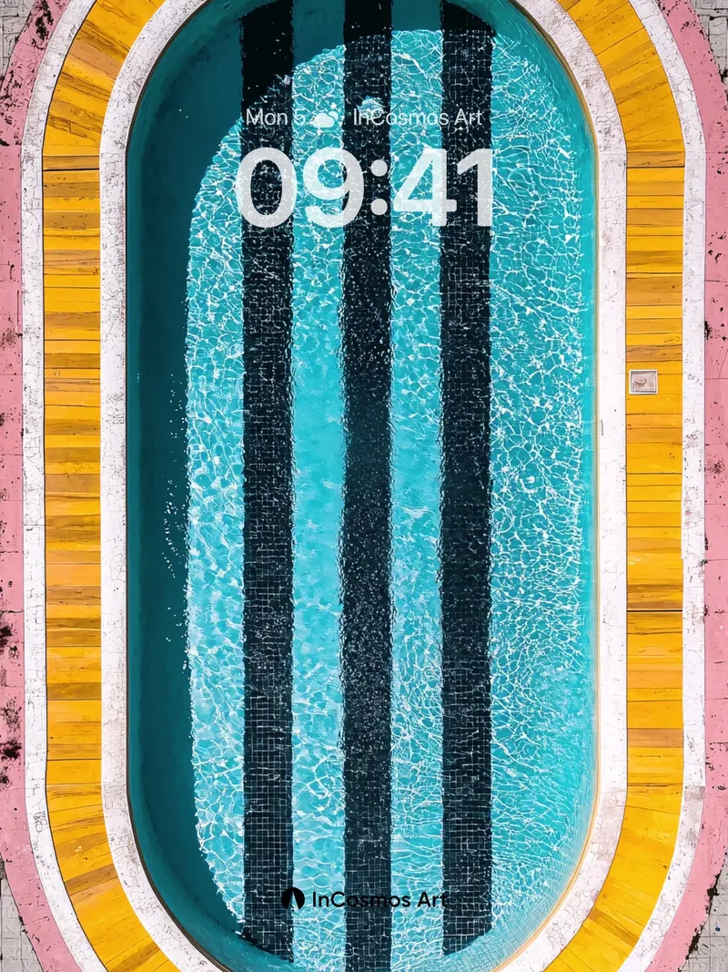 Sunlit Stripe Wallpaper with Poolside Geometry