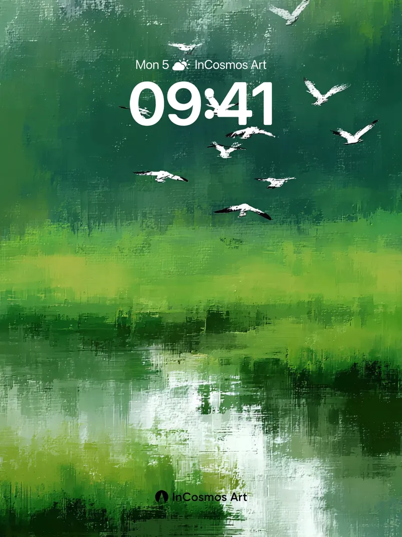 Serenity Flight Wallpaper with Reflective Green Fields