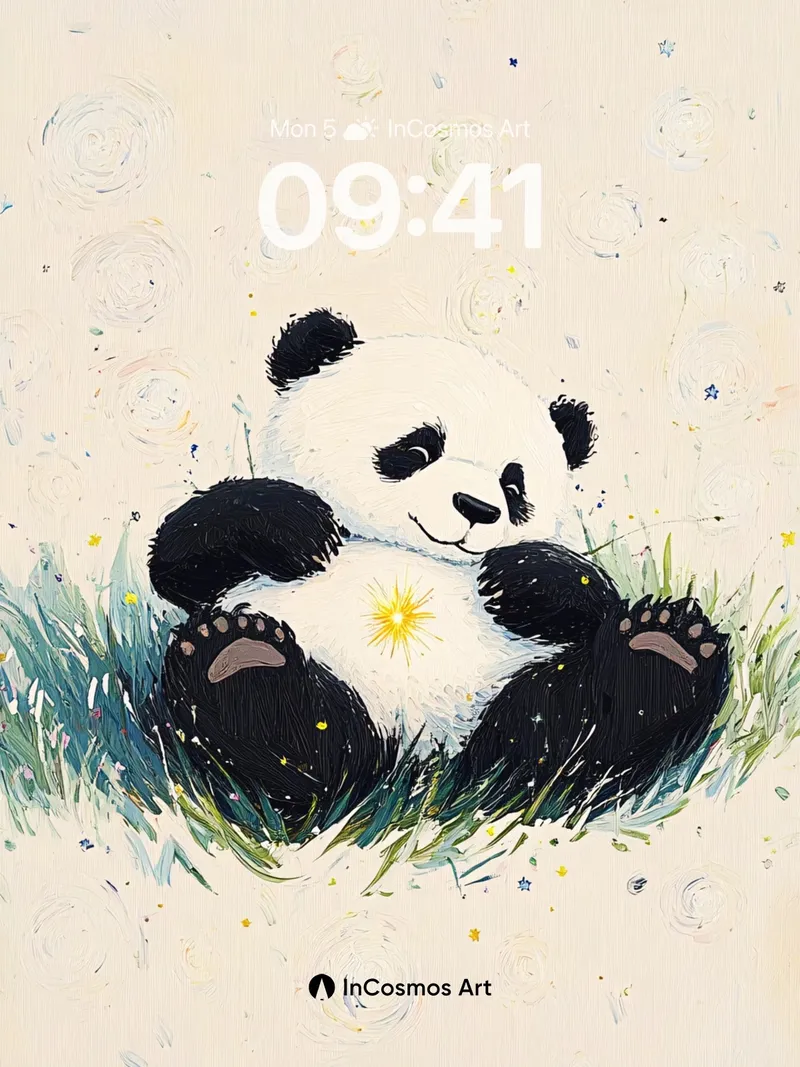 Whimsical Panda Wallpaper with Starlight Paws