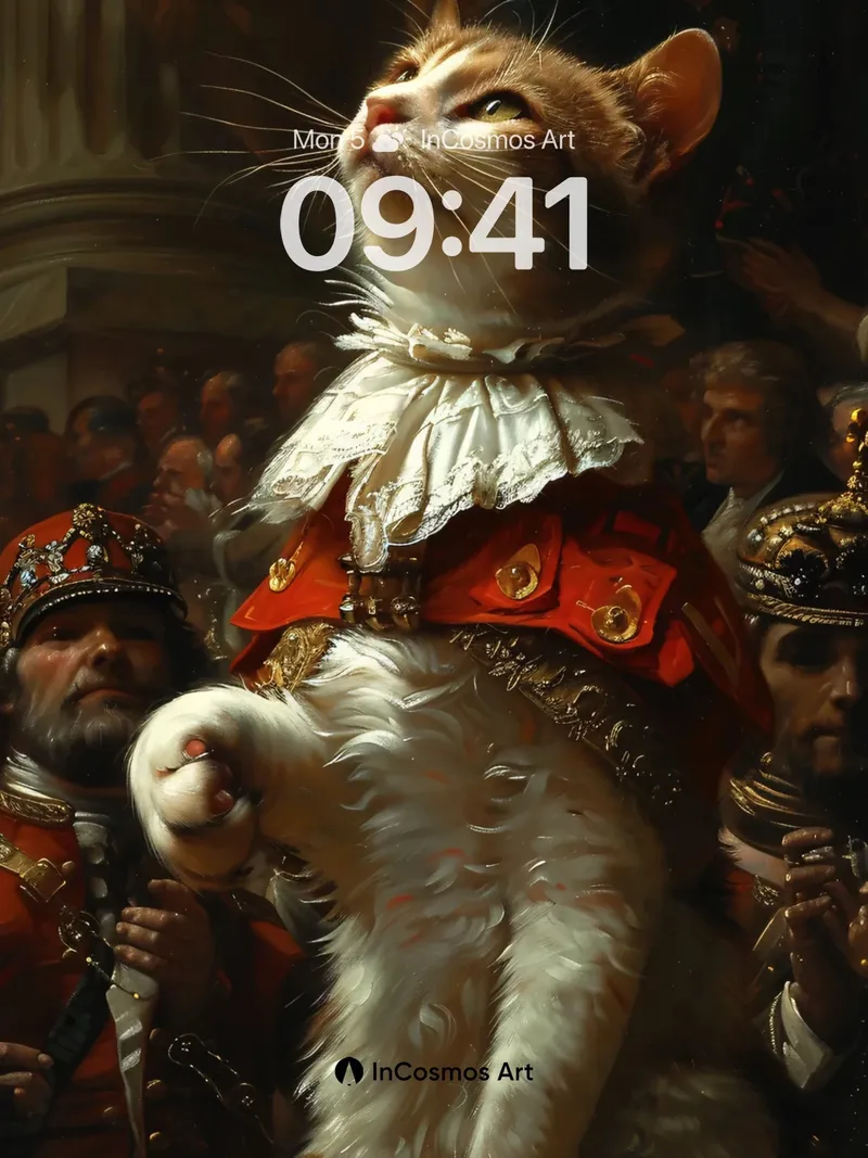 Regal Whisker Wallpaper with Crowned Paws