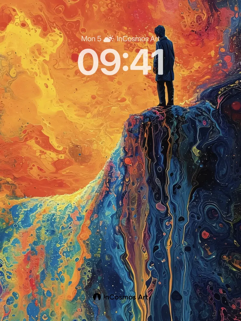 Cosmic Solitude Wallpaper with Liquid Sky