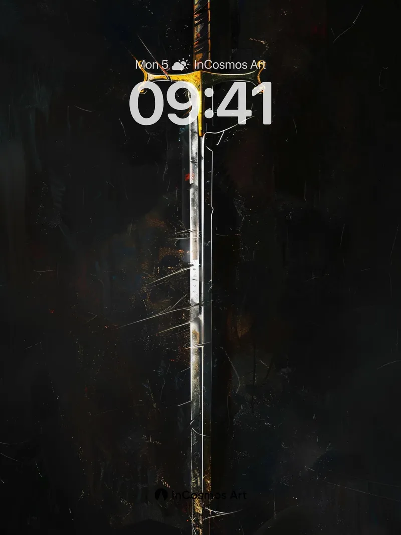 Shadowed Steel Wallpaper with Golden Embers