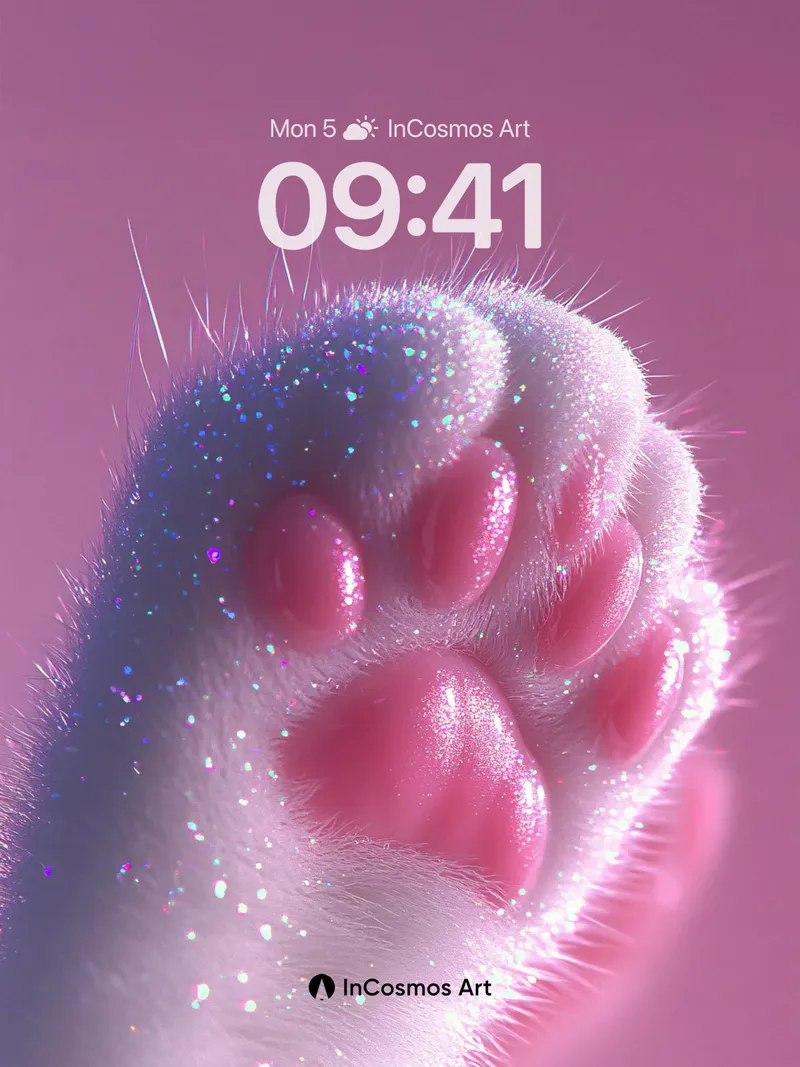 Luminous Paw Wallpaper with Sparkling Fur
