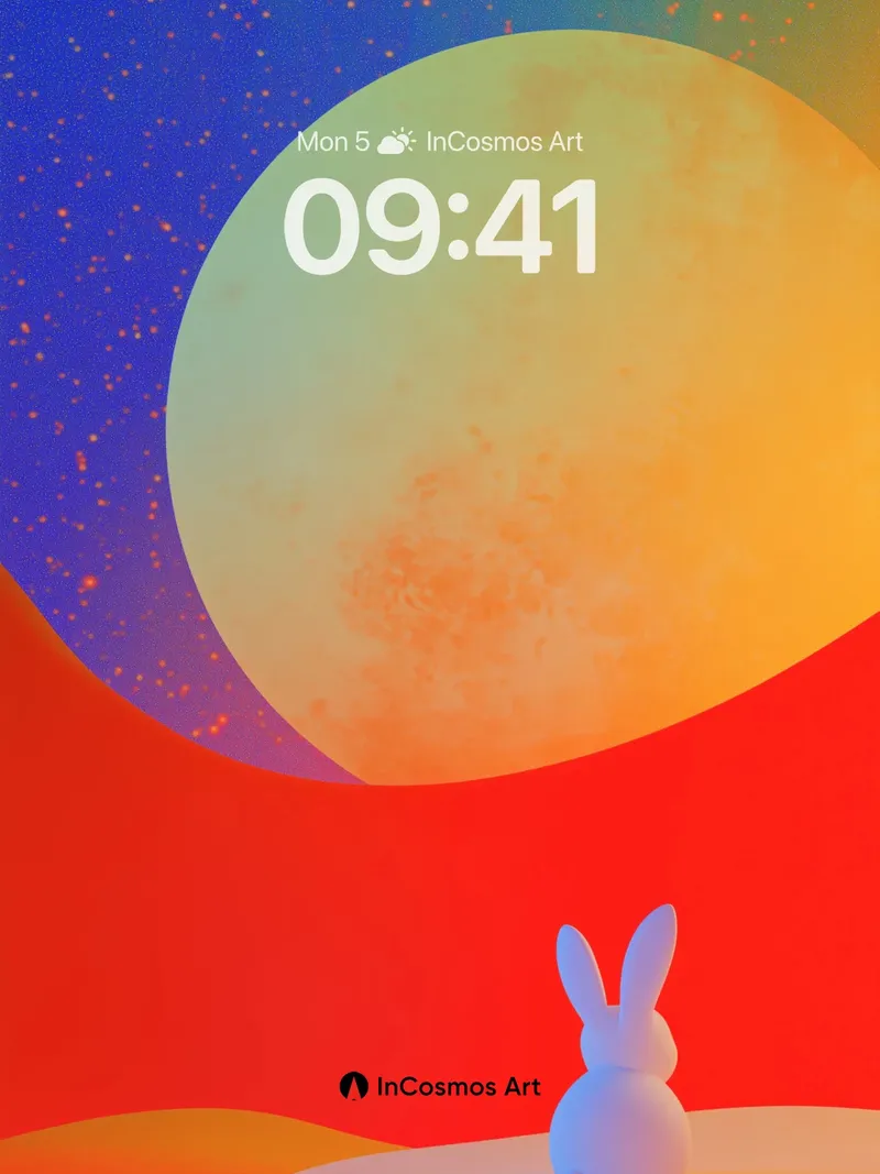Surreal Moonlight Wallpaper with Silent Bunny