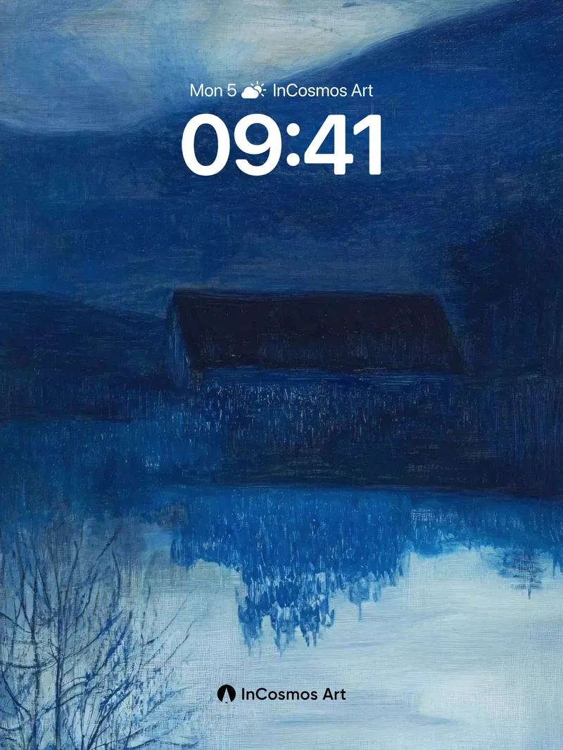 Moonlit Stillness Wallpaper with Reflective Depth