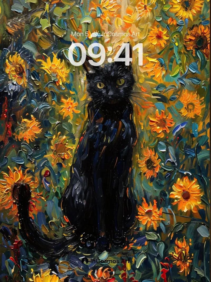 Mystic Shadow Wallpaper with Sunflower Embrace