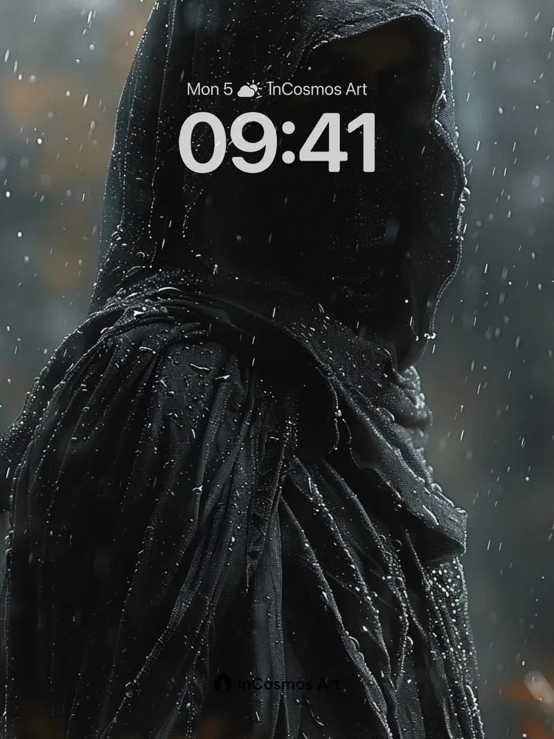 Shadowed Rainfall Wallpaper with Dripping Veil