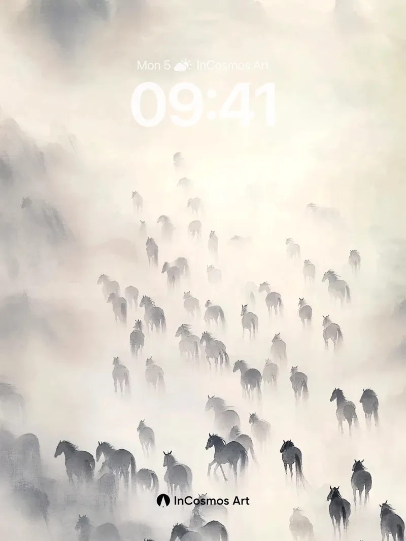 Mist-Ridden Herd Wallpaper with Ethereal Motion
