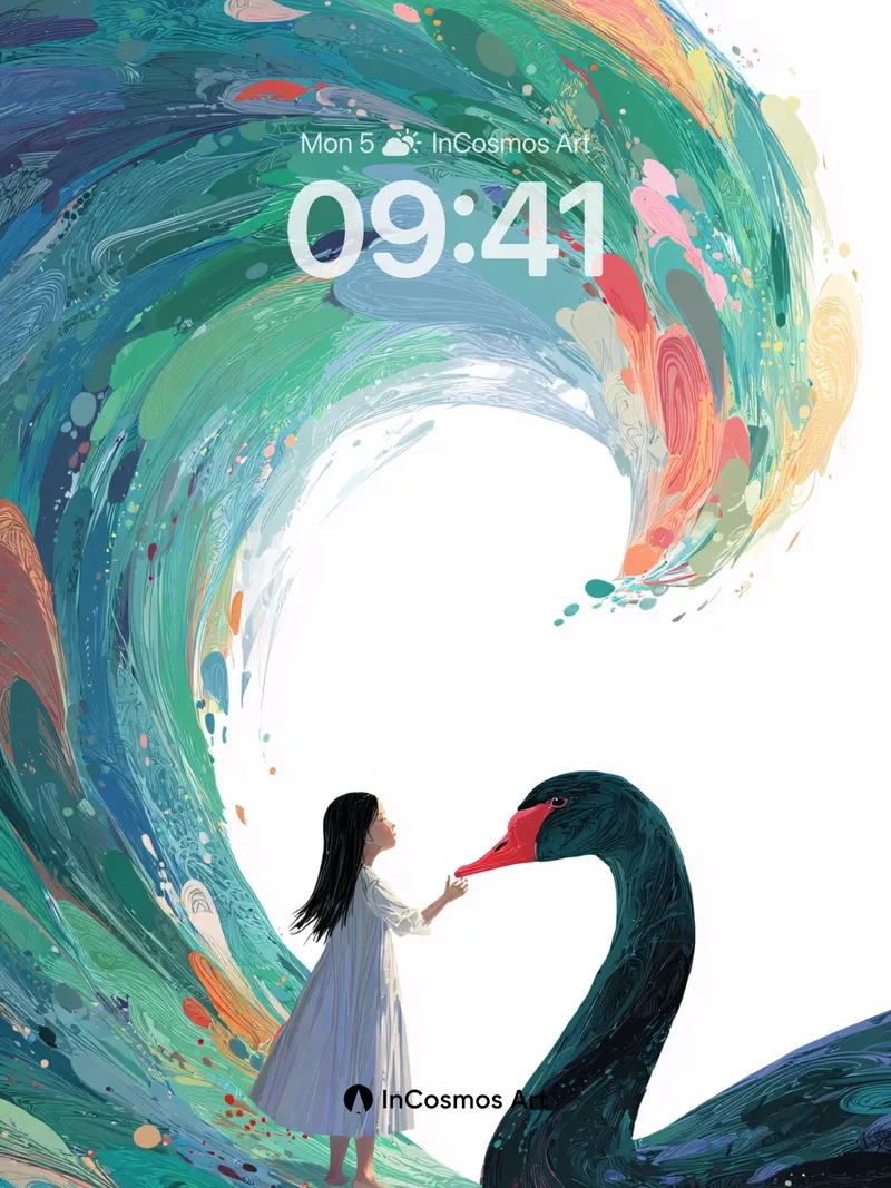 Whispering Wave Wallpaper with Swan's Touch