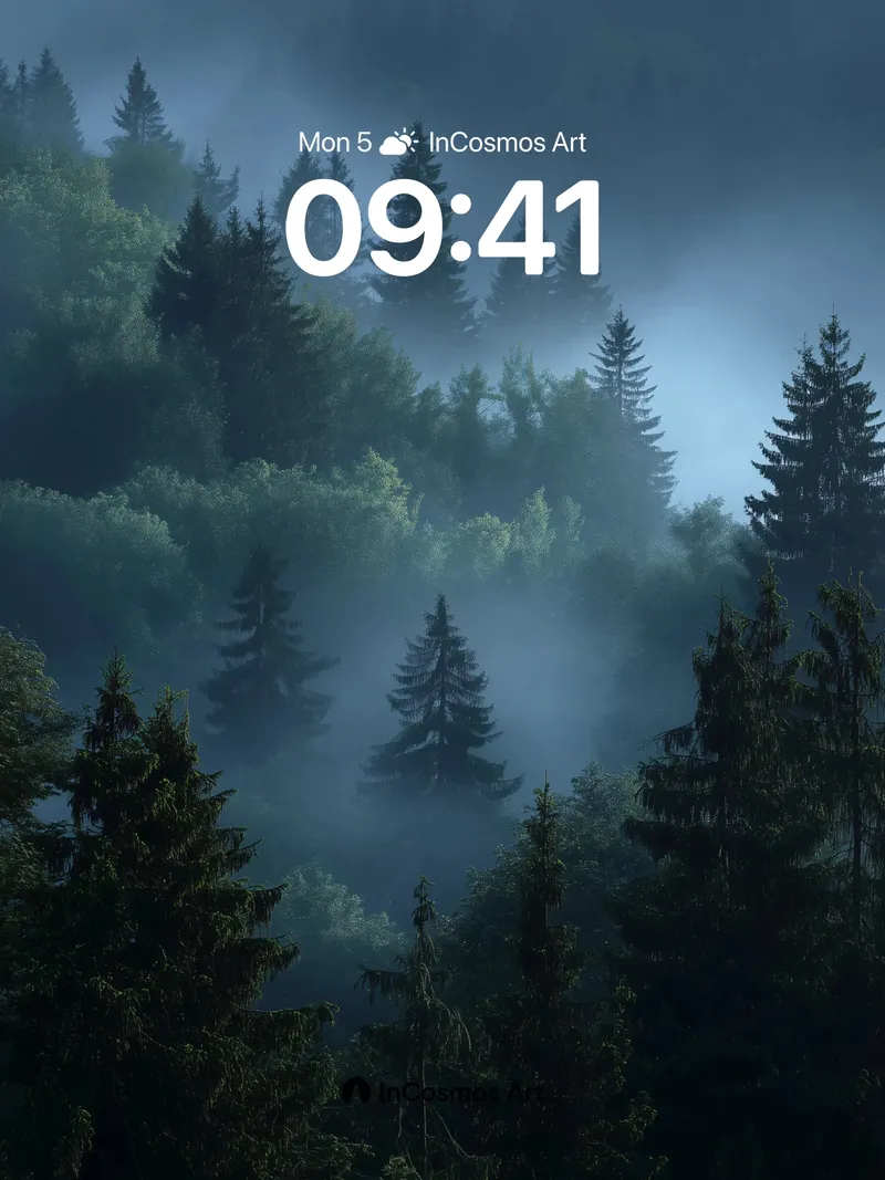 Mist-Swathed Forest Wallpaper with Whispering Pines