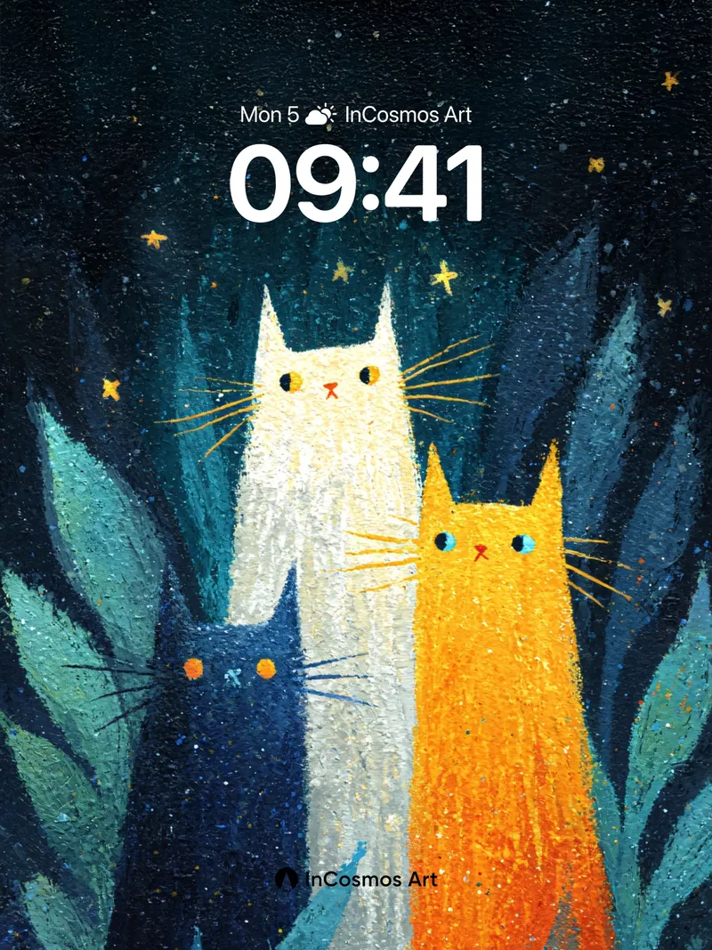 Starry Whisker Wallpaper with Cosmic Cats