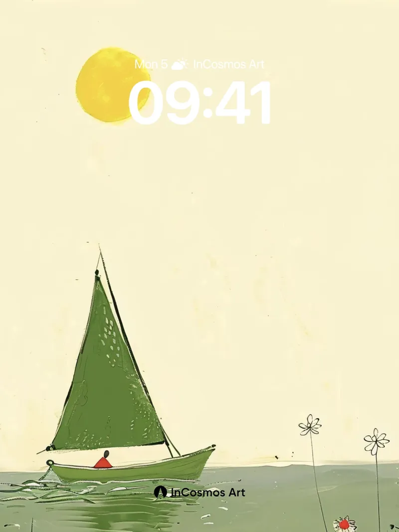 Serenity Sail Wallpaper with Sunlit Stillness