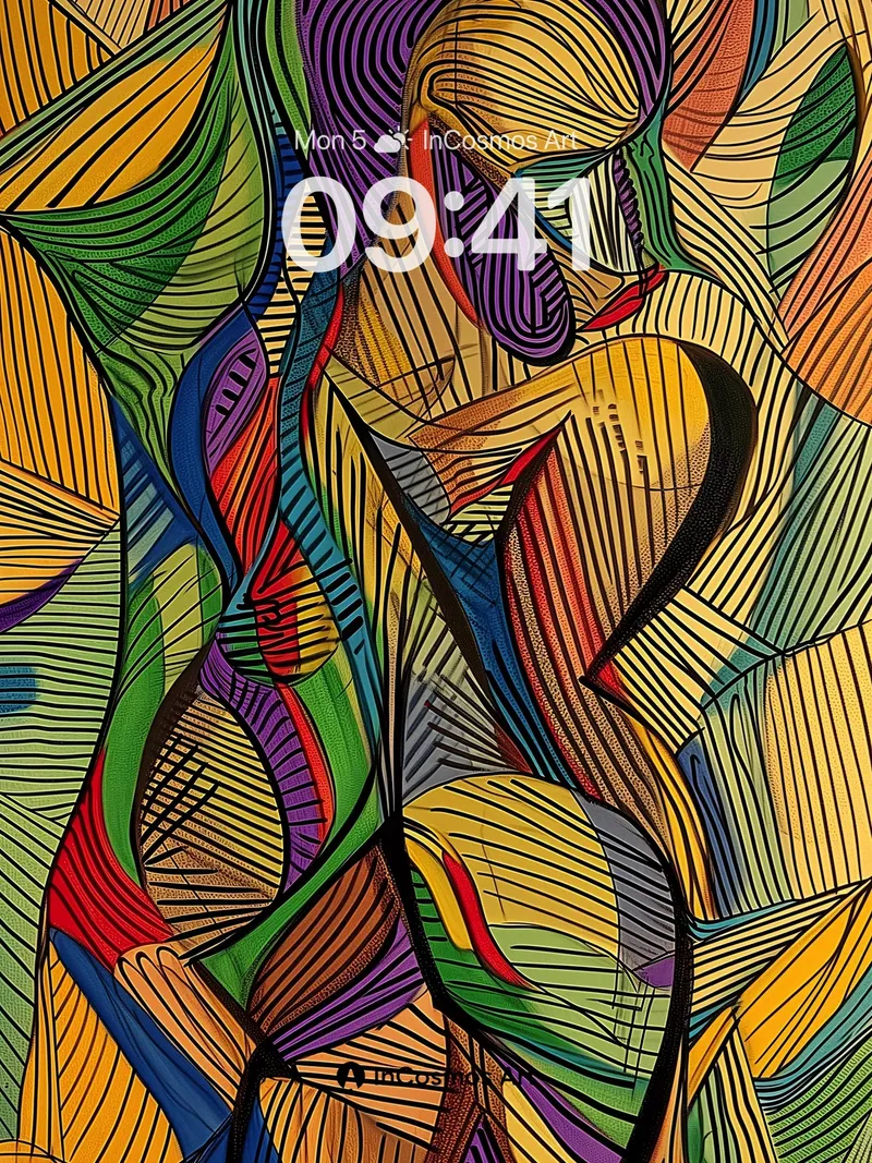 Swirling Chroma Wallpaper with Hidden Lines