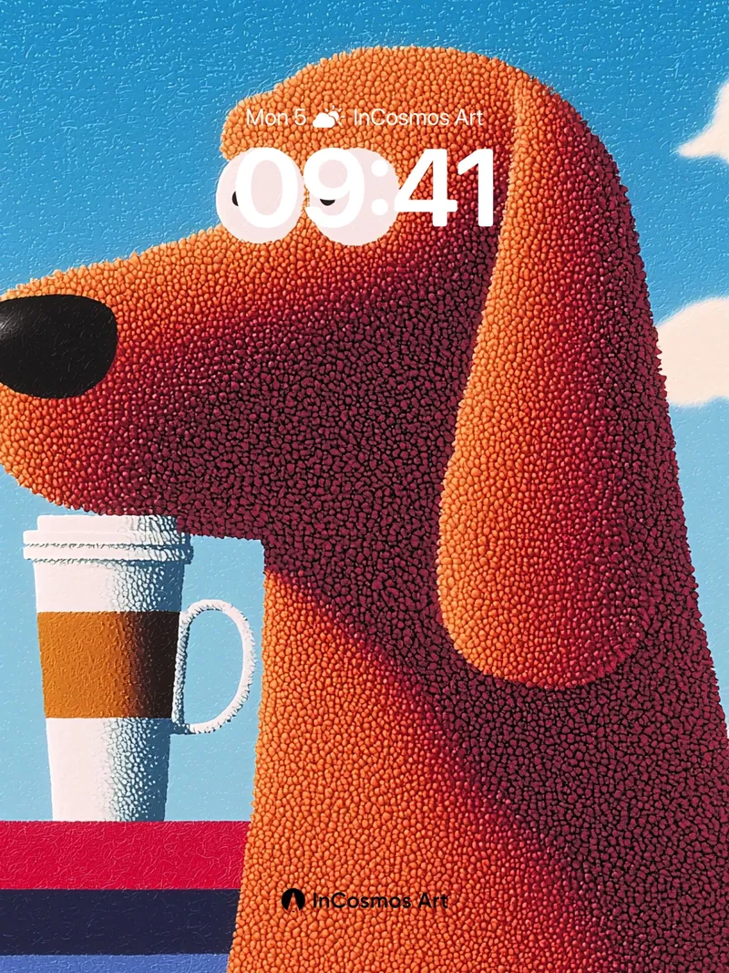 Playful Orange Dog Wallpaper with Textured Fur