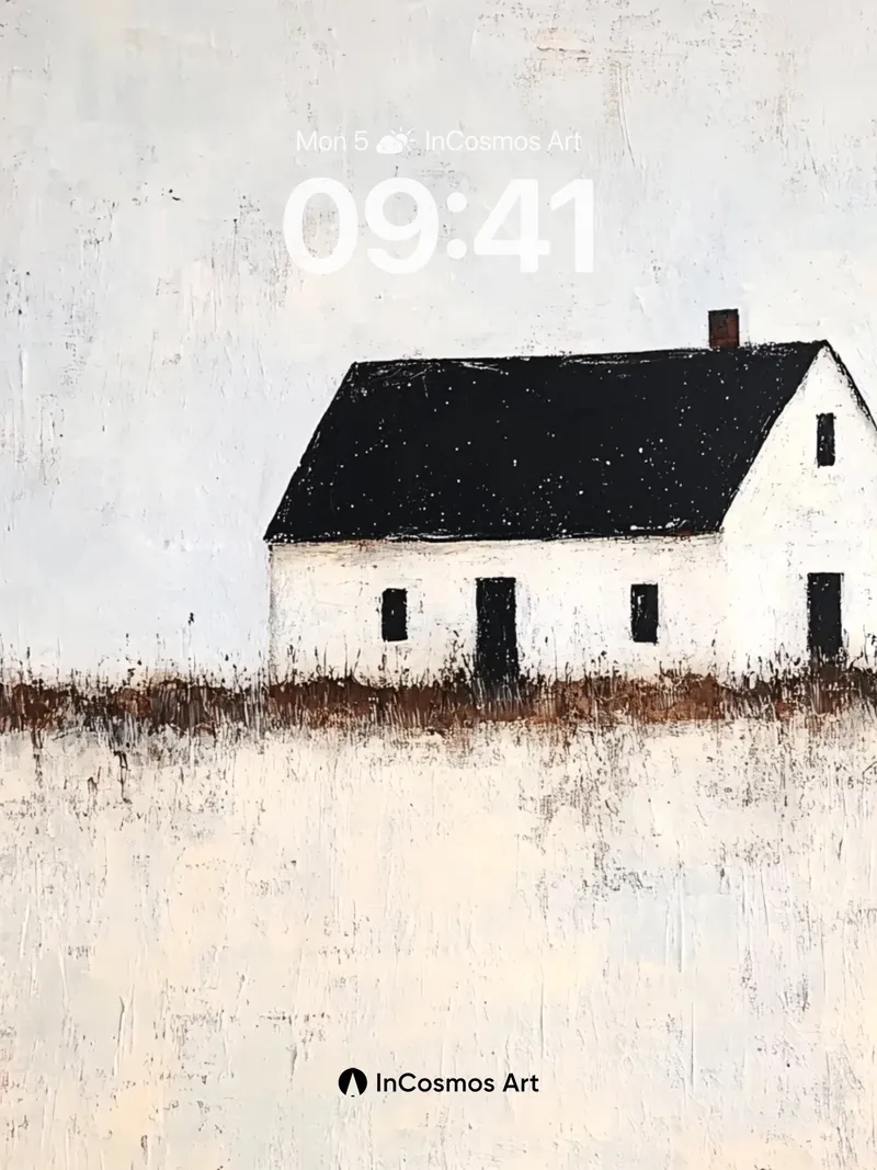 Solitary House Wallpaper with Weathered Textures