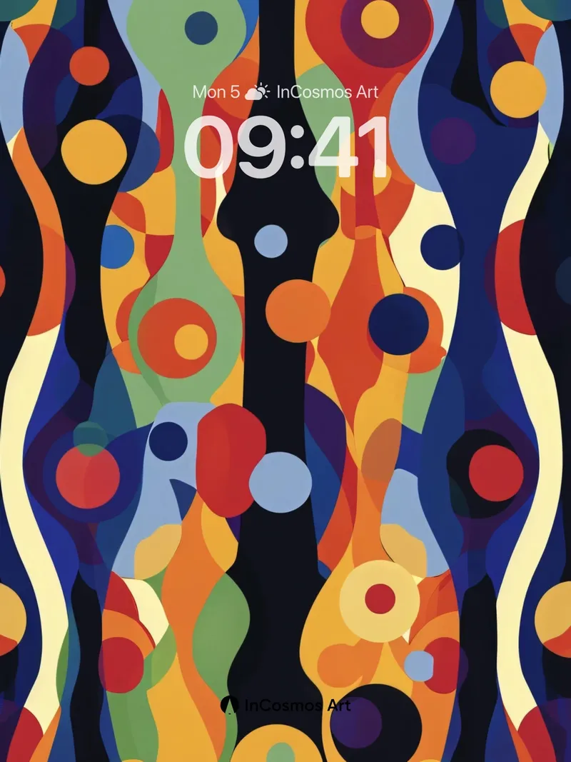 Chromatic Pulse Wallpaper with Swirling Circles