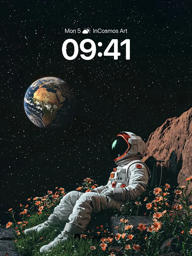 Cosmic Solitude Wallpaper with Earth Bloom