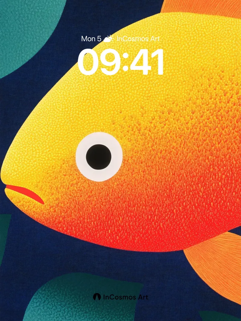 Playful Gradient Fish Wallpaper with Textured Glow