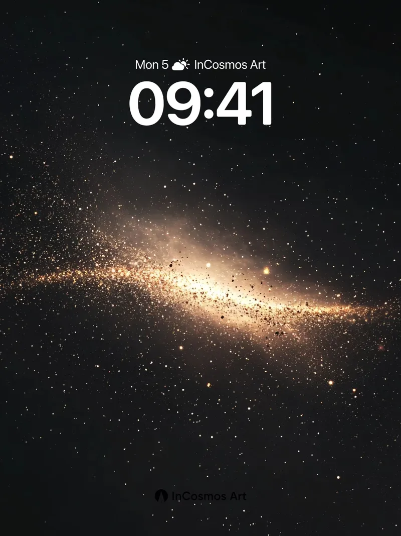 Cosmic Dust Wallpaper with Golden Nebula Veil