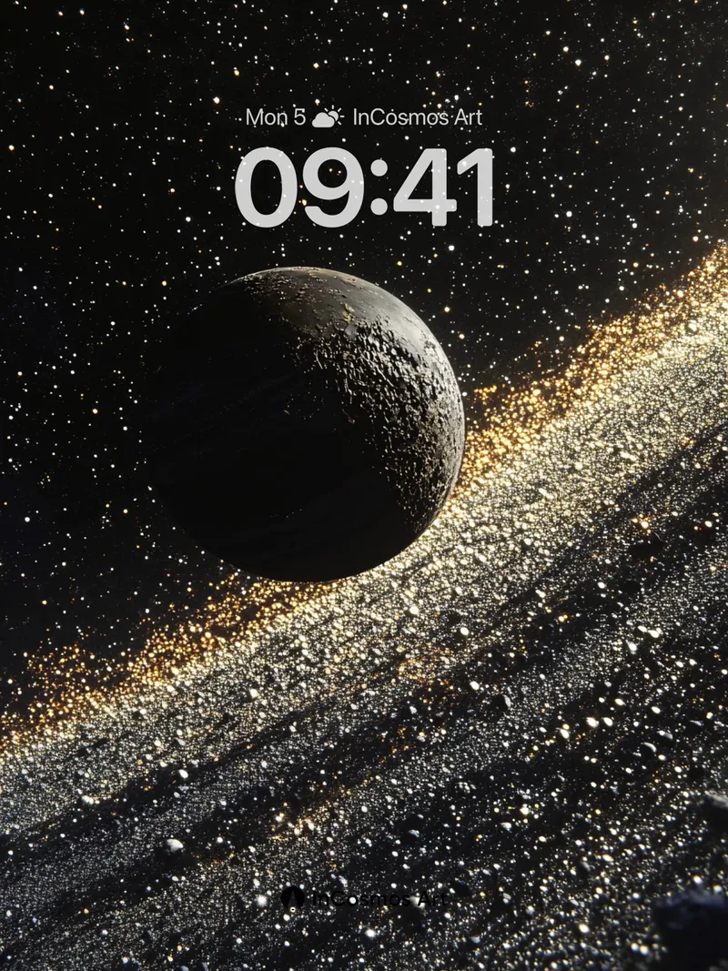 Silent Orbit Wallpaper with Golden Dust Trail