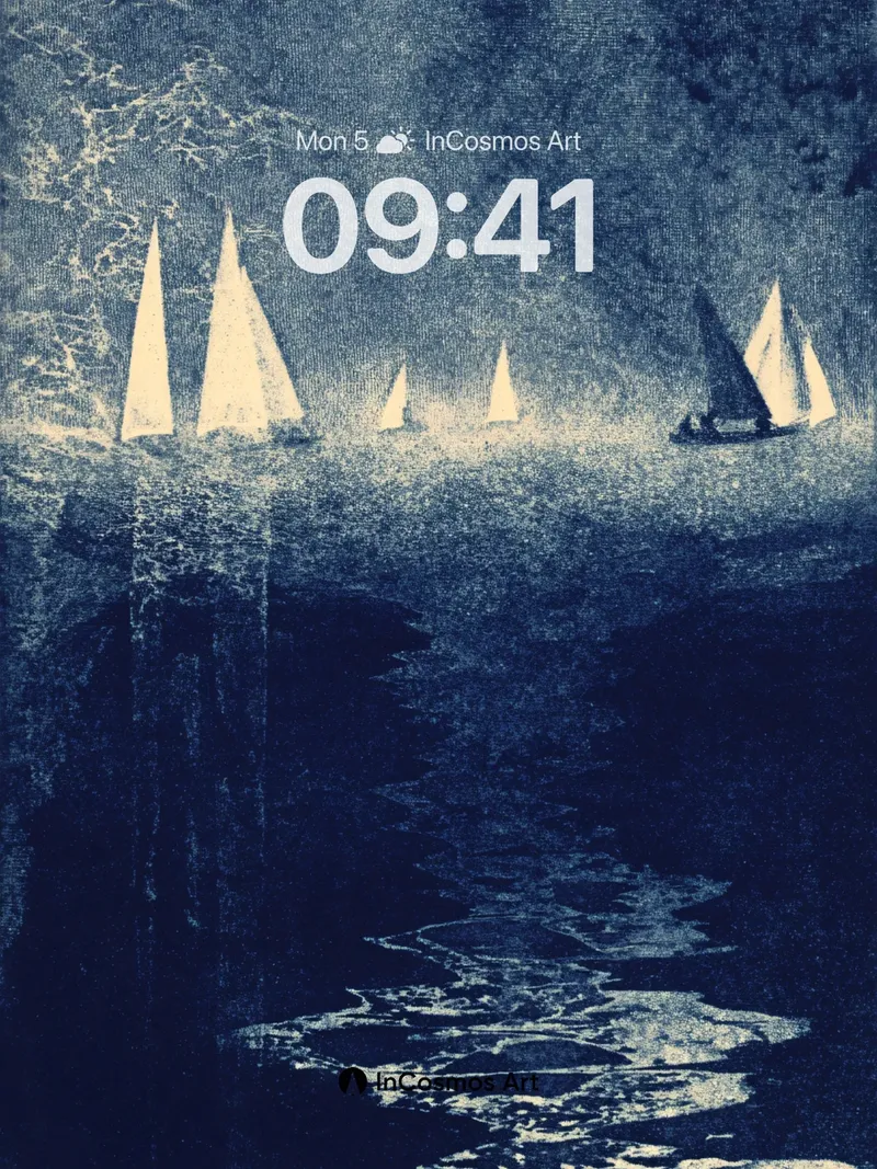 Nocturnal Sail Wallpaper with Moonlit Reflections