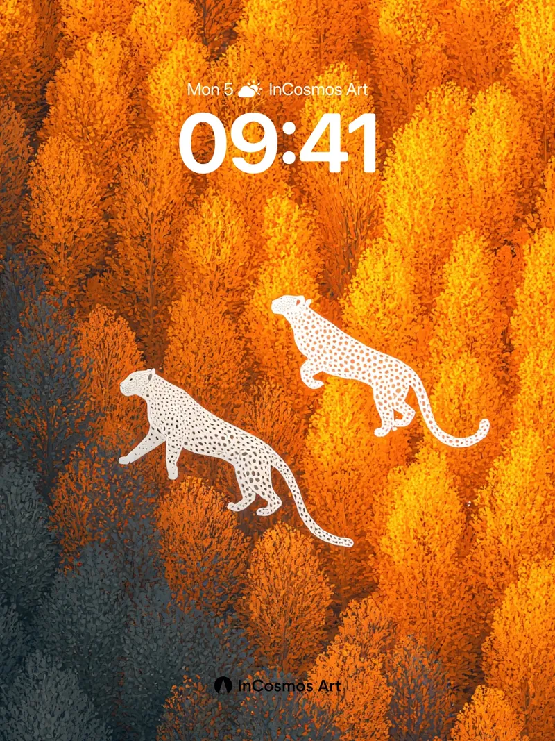 Autumn Mirage Wallpaper with Ghost Leopards