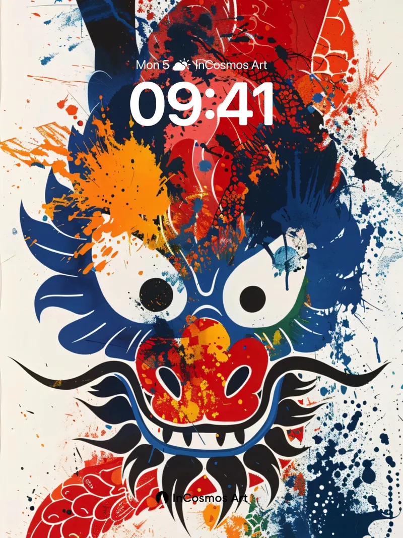 Fierce Splatter Dragon Wallpaper with Cosmic Energy