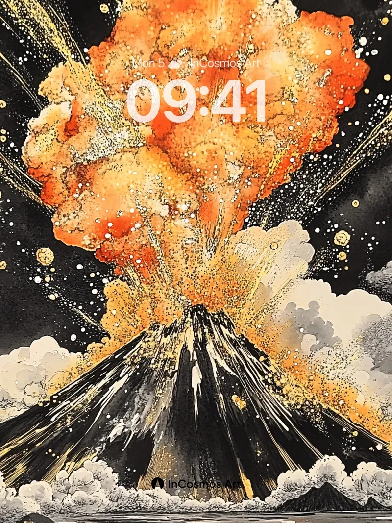 Cosmic Eruption Wallpaper with Starlit Ash