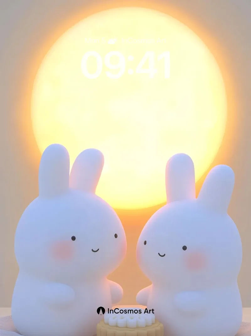 Lunar Hush Wallpaper with Bunny Whispers