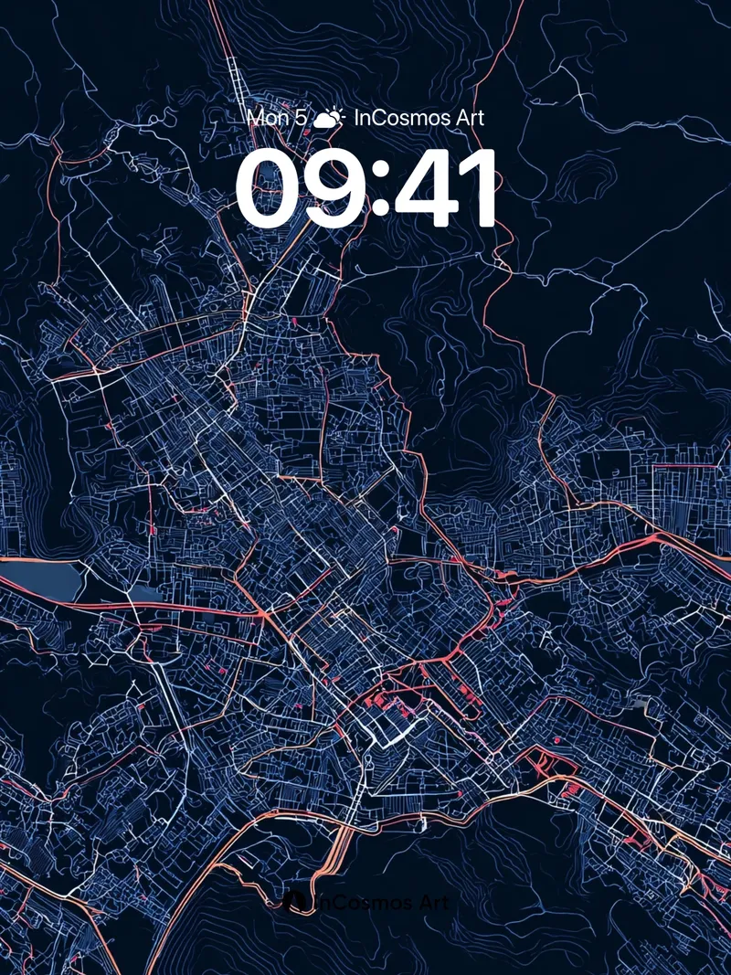 Neon Grid Wallpaper with Pulse Lines