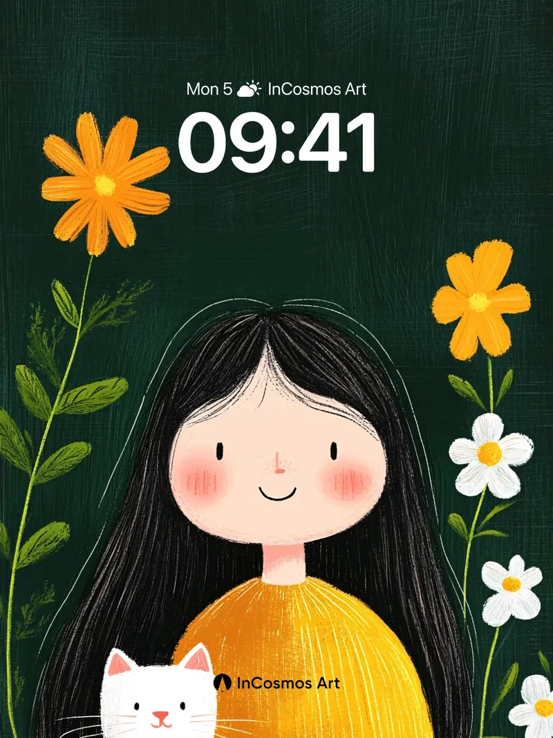 Whispering Petal Wallpaper with Soft Lines