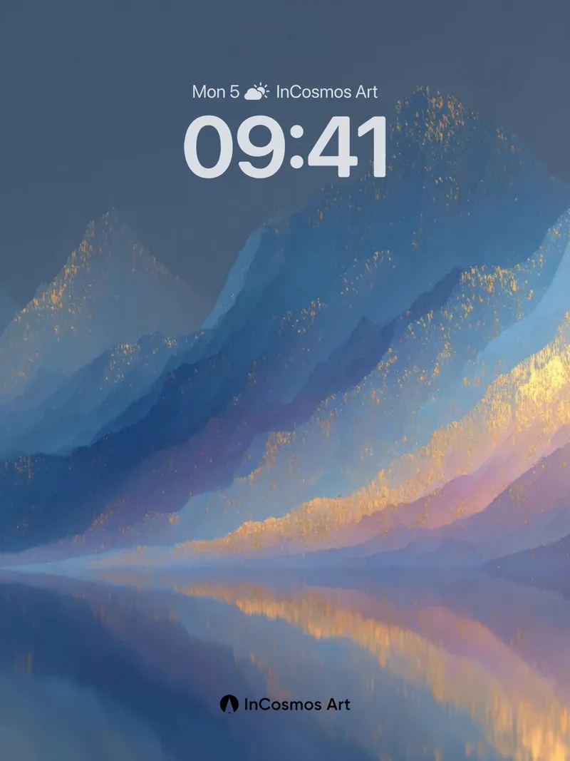 Golden Hush Wallpaper with Mountain Reflections