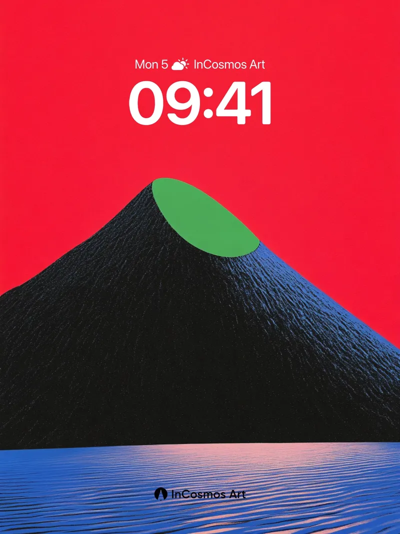 Surreal Summit Wallpaper with Floating Green Crown