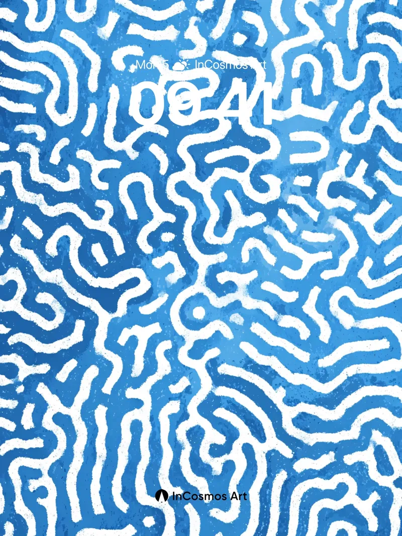 Cerulean Labyrinth Wallpaper with Whispering Lines