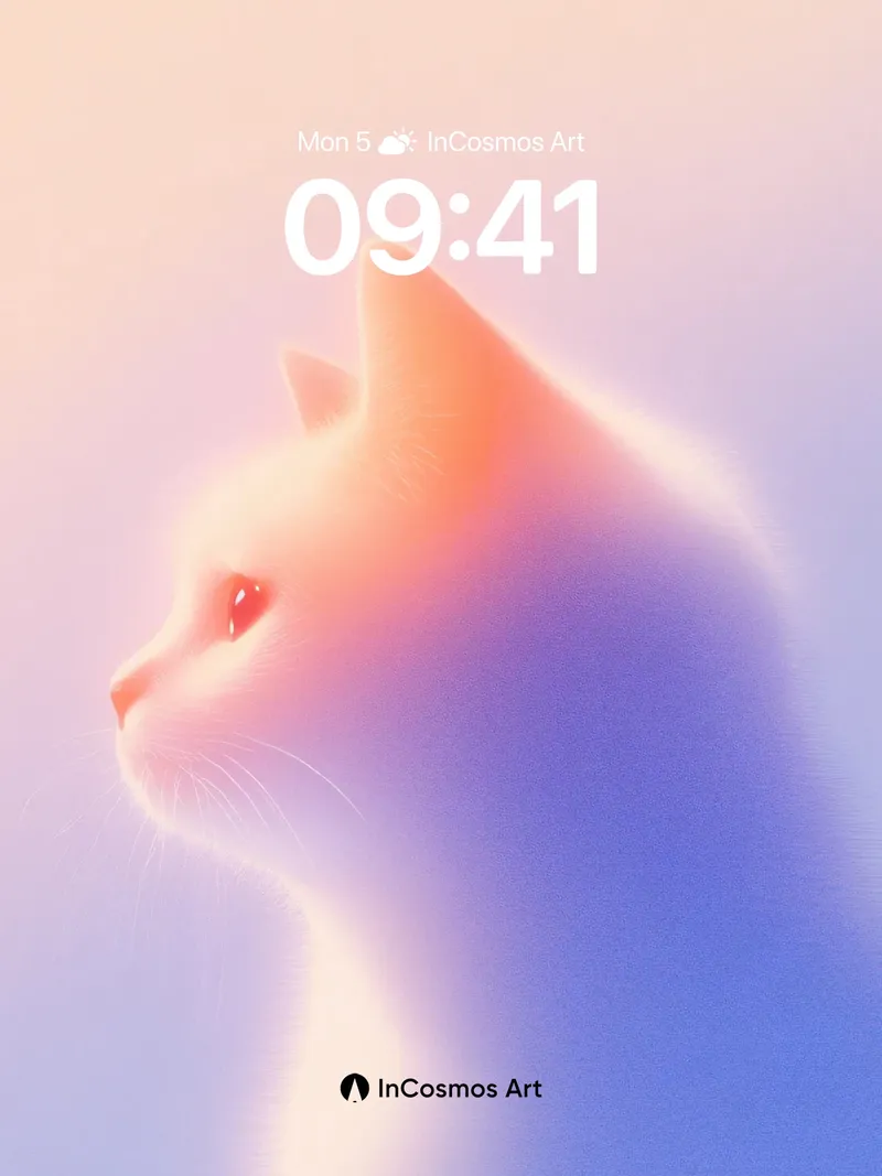 Luminous Feline Wallpaper with Ethereal Gradient