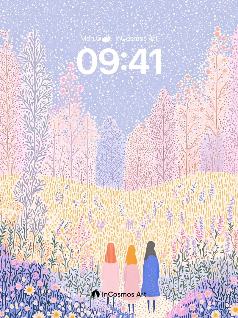 Whispering Meadow Wallpaper with Starlit Path