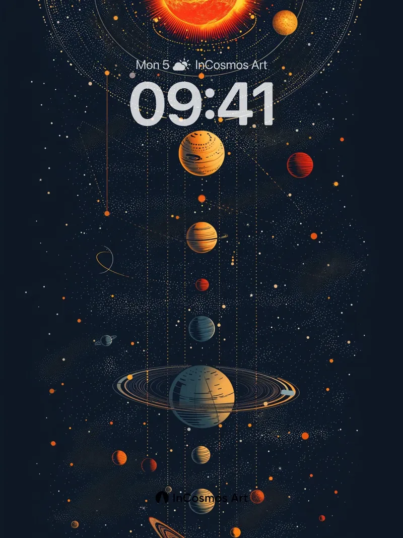 Cosmic Lullaby Wallpaper with Celestial Orbits