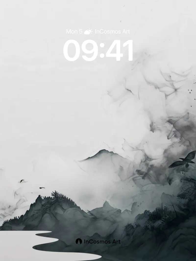 Serenity in Smoke Wallpaper with Floating Peaks