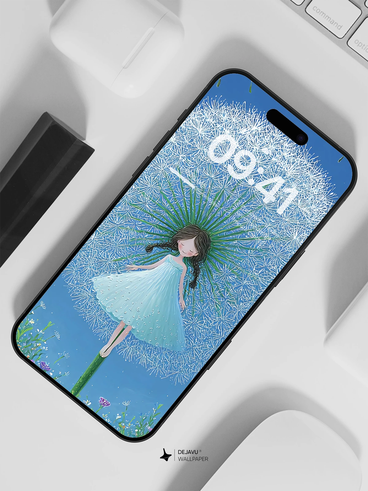 Whimsical Dandelion Girl Wallpaper 8K for iPhone and Android