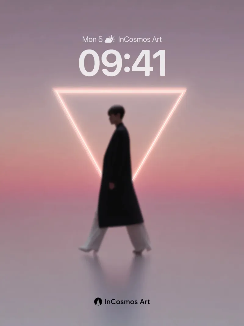 Neon Mirage Wallpaper with Floating Geometry