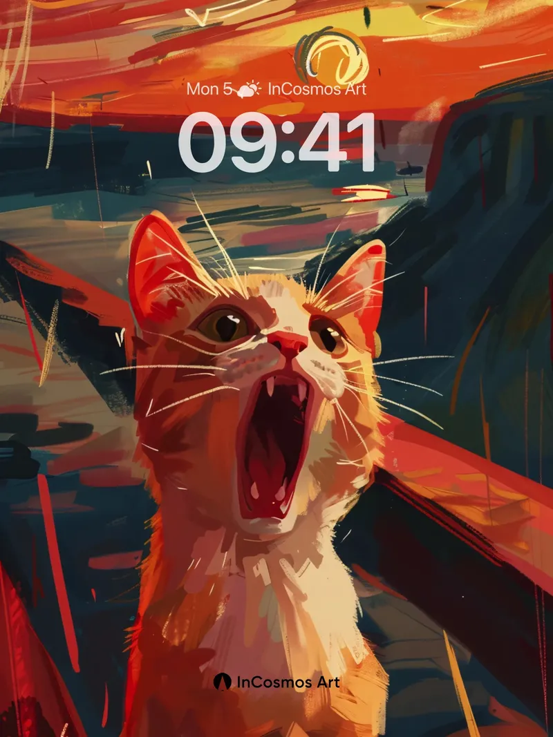 Feral Sunset Wallpaper with Roaring Feline
