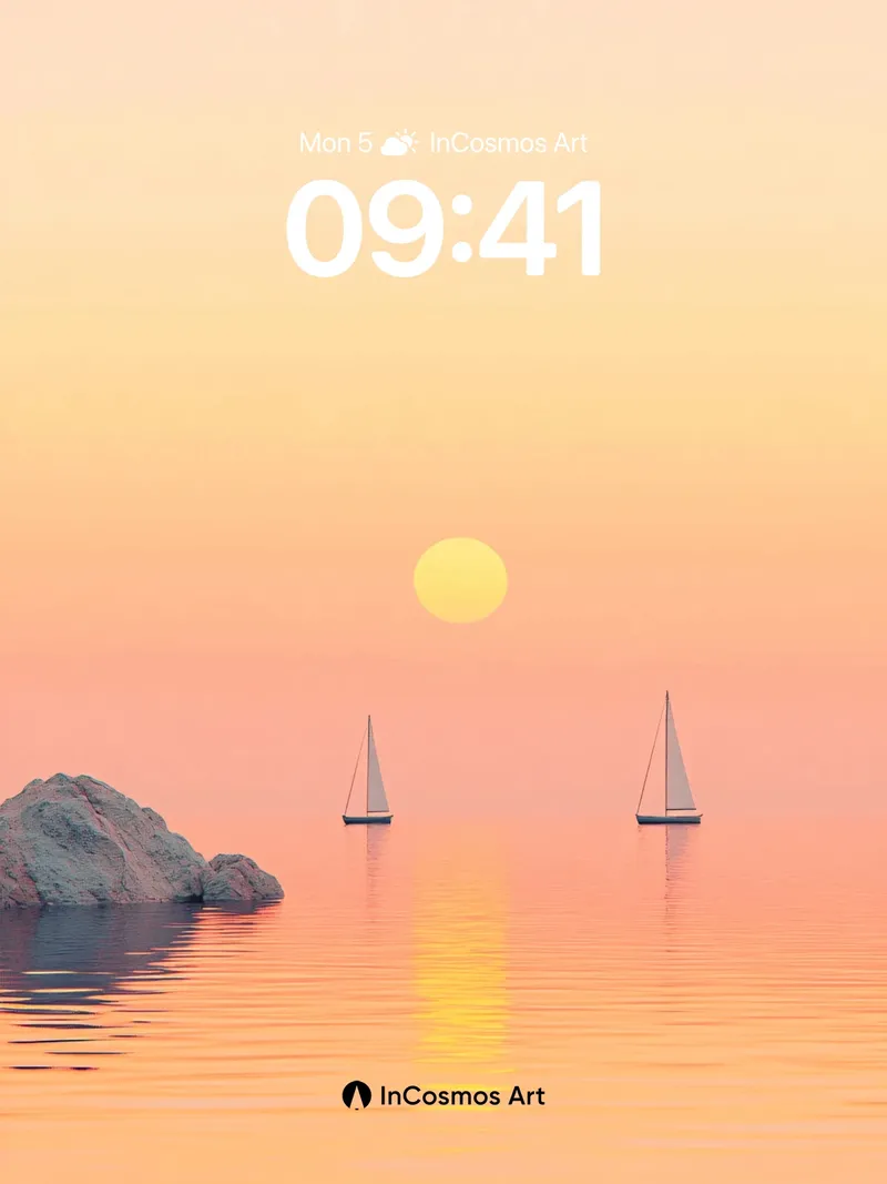 Serenity Sail Wallpaper with Sunset Reflections