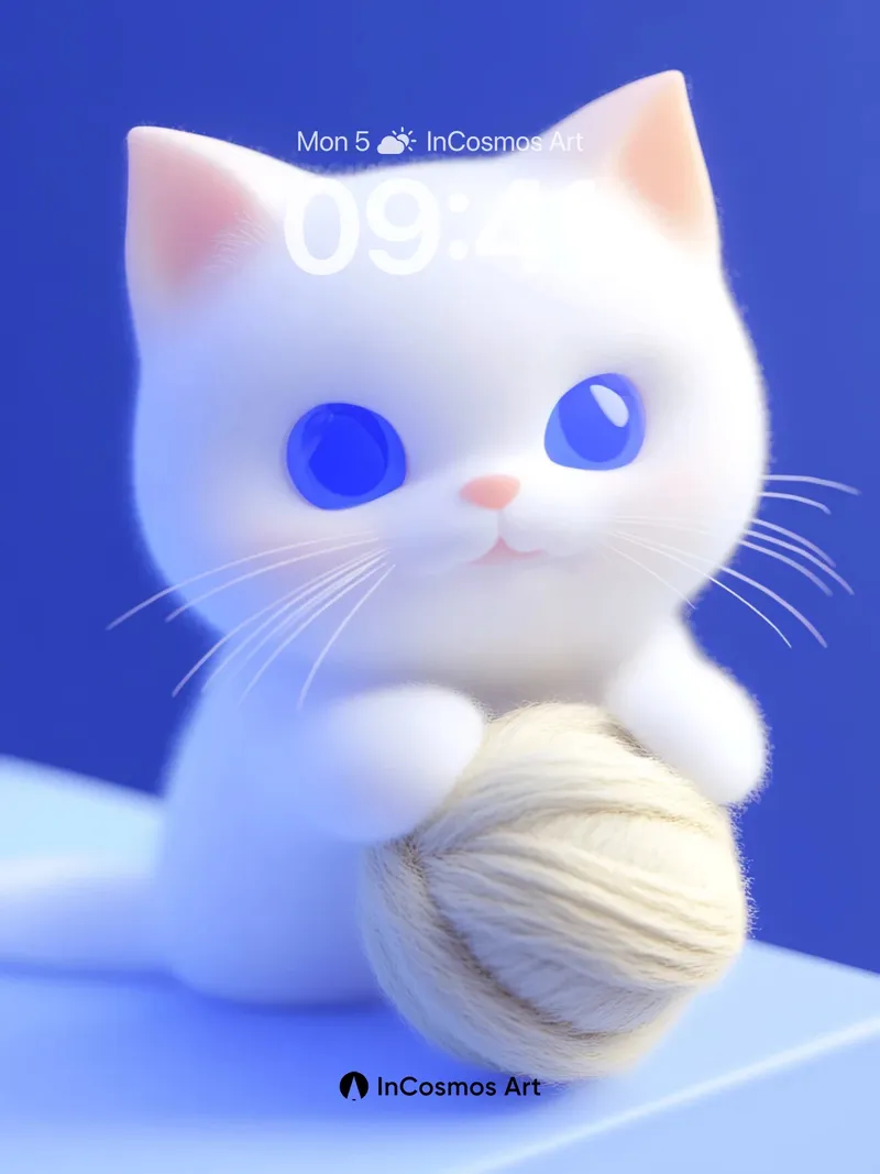 Serene Blue Eyes Wallpaper with Wooly Embrace